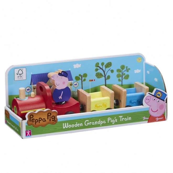 Leseni vlak Peppa Pujsa + figura dedka