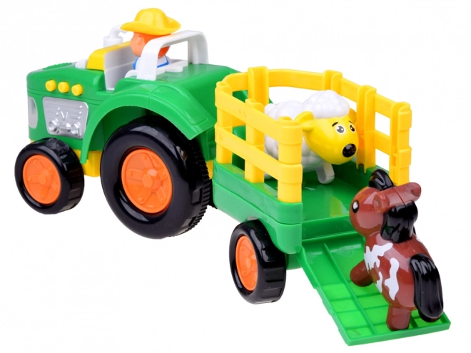 Kmetijski traktor s prikolico in živalmi zvok + svetloba ZA5390