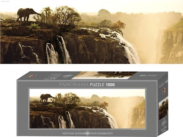 Panoramske puzzle slon pri Viktorijinih slapovih 1000 koščkov
