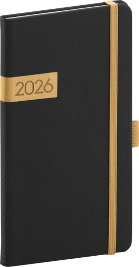 Žepni dnevnik Črno-zlati Twill 2026