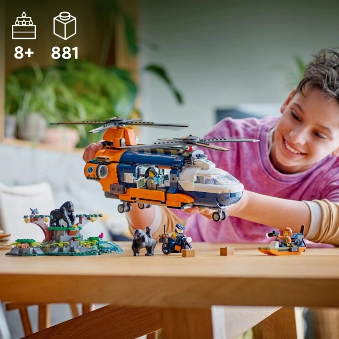 LEGO City 60437 Helikopter za raziskovanje džungle v osnovnem taborišču