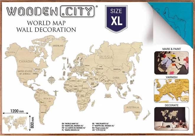 Lesen zemljevid sveta za 3D steno XL – naravno turkizen