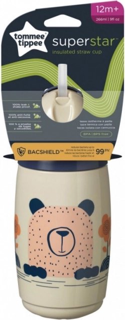 Tommee Tippee izolacijski lonček s slamico 266 ml siv