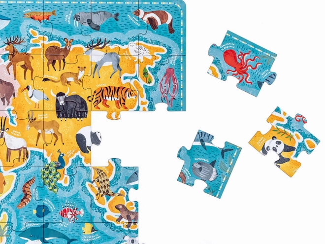 Uganka 60 kosov Puzzlove - Zemljevid sveta Živali