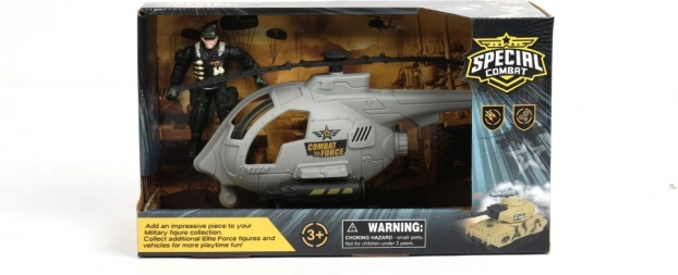 Vojaški helikopter s figurico in dodatki