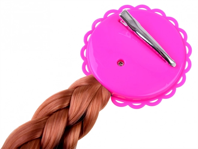 Kostumski set Princesa s krono in pletenico – Rožnata