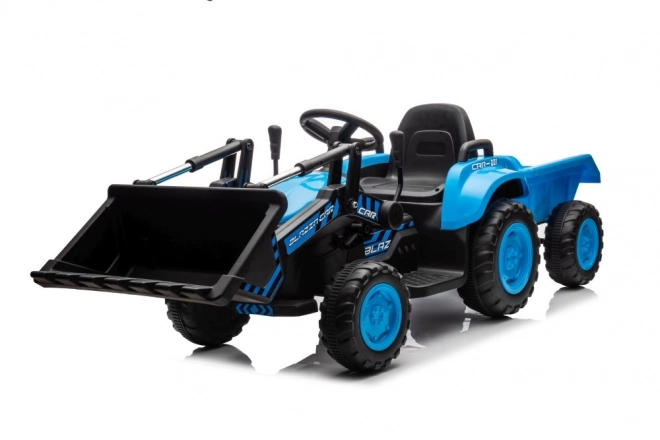 Električni otroški traktor z žlico moder