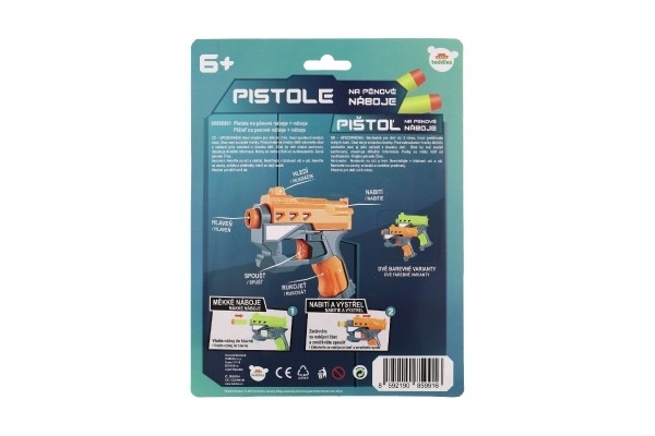 Pištola z penastimi naboji 12x14cm plast + 3kos nabojev 2 barvi na kartici