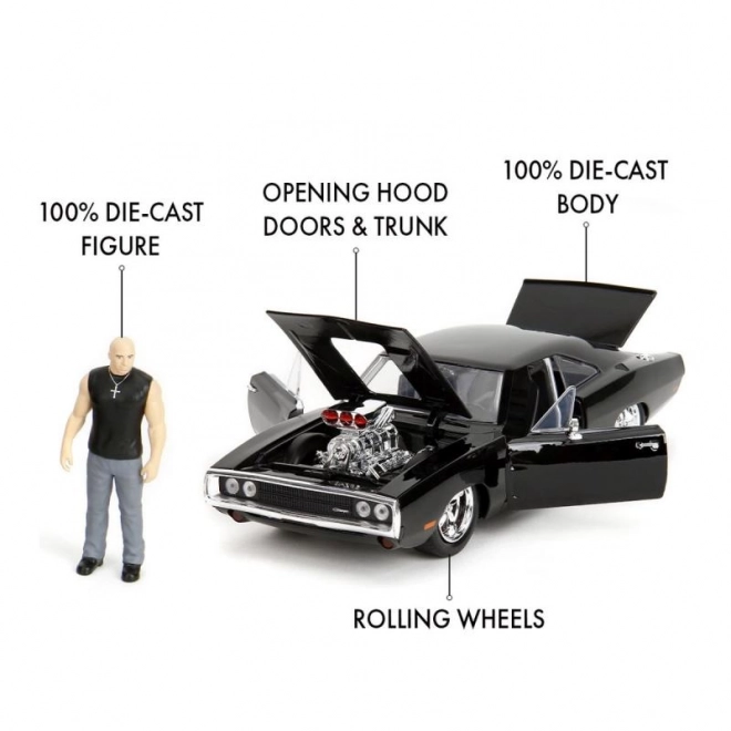 Hitri in drzni avto 1970 Dodge Charger 1:24 + figurica Dominic Toretto