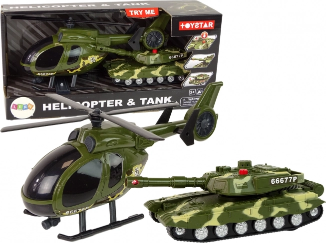 Vojaški komplet – tank s vztrajnikom in helikopter