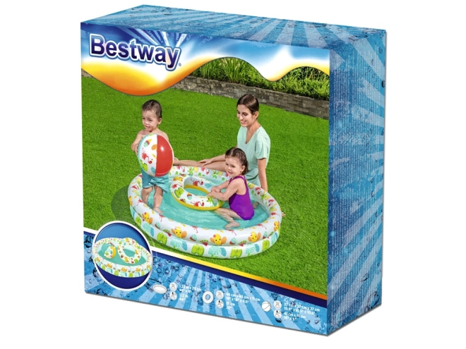 Bestway komplet bazen in žoga z obročem, plitvina 122 cm