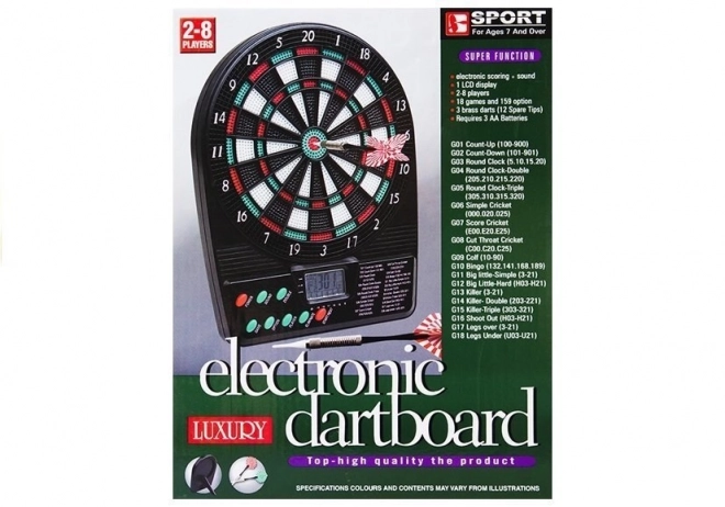 Elektronska tarča digitalna 20x26cm + 3 puščice plast na baterije z zvokom v škatli 21x27x4cm