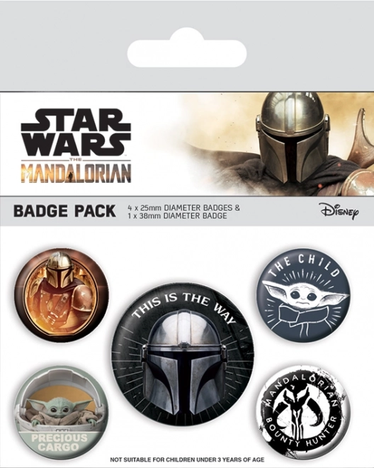Emajliran značka MANDALORIAN – set 38 mm + 4× 25 mm