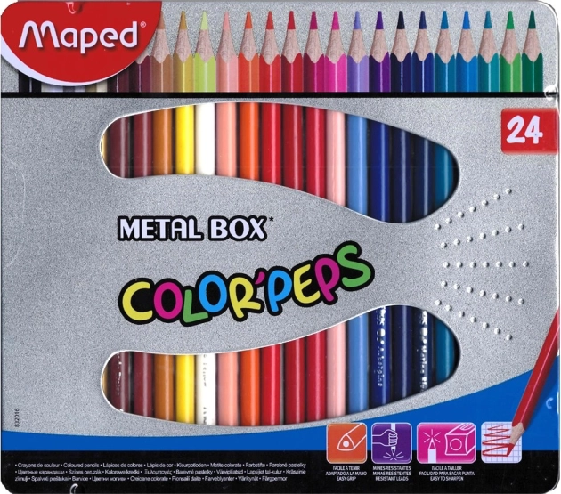 Trikotni barvice Maped Color'Peps 24 kos v kovinski škatlici