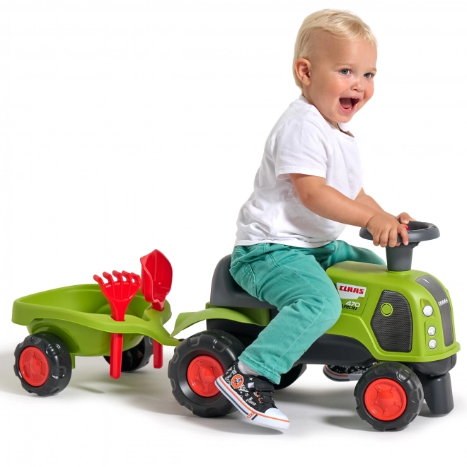 Falk otroški traktor Claas 470 Arion zelen z prikolico in kompletom za pesek