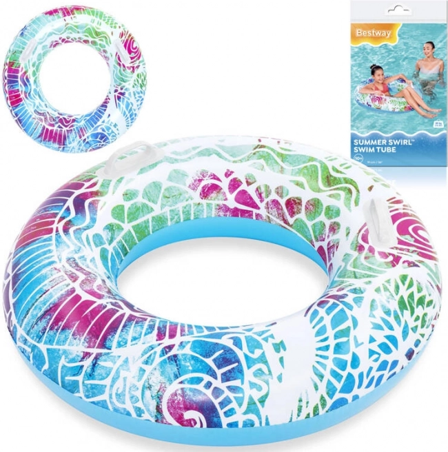 Bestway napihljiv plavalni obroč z ročaji 91 cm – Barvito