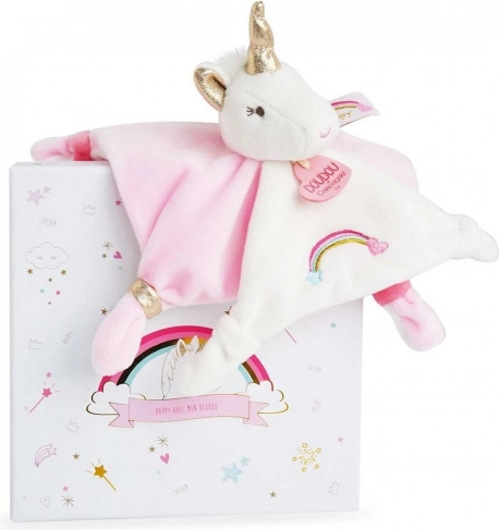 Doudou rožnat plišasti crkljivec Samorog