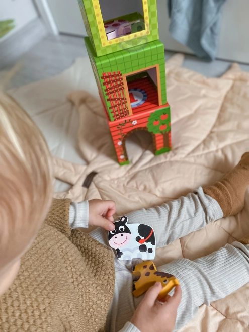 Woopie zelena sestavljanka kmetija s kockami in figurami