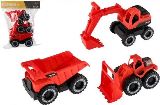 Komplet gradbenih vozil 3 kosi plastika 15–19 cm z prostim tekom