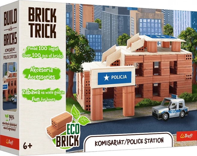 Trefl Brick Trick policijska postaja – gradbeni set iz pravih opek, 100 delov