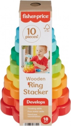 Lesena piramida Fisher-Price Cvetlične oblike