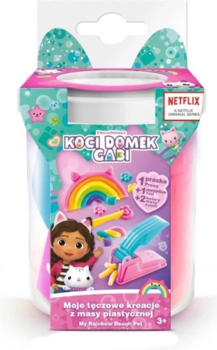 Komplet z modelinom GABIN MAČJI DOMEK Moje mavrične kreacije – bel lonček