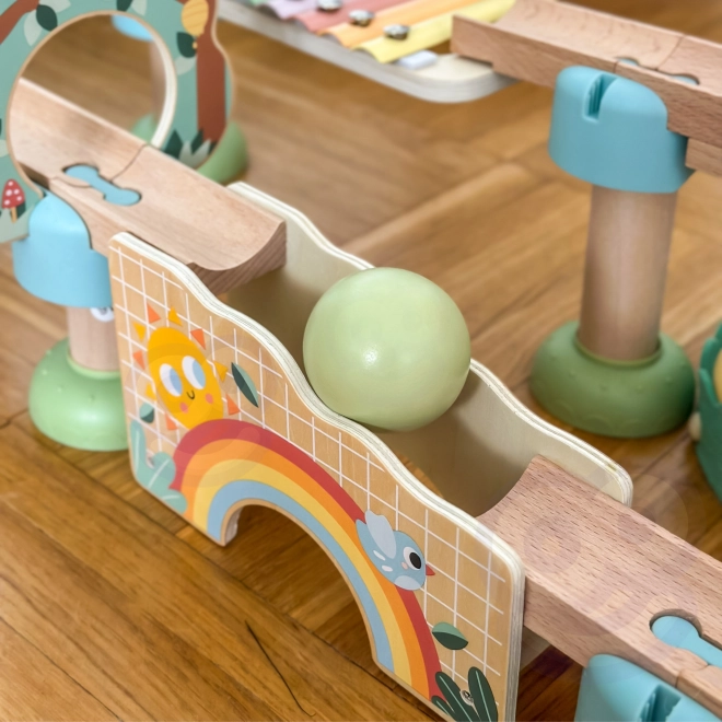 Tooky Toy Lesena Kroglična Proga z Ksilofonom 44 kos