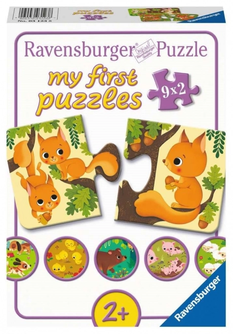 RAVENSBURGER Moje prve sestavljanke – živalice in mladički, 9×2 koščkov