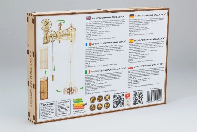 WOODEN CITY 3D sestavljanka Steampunk stenske ure 269 delov