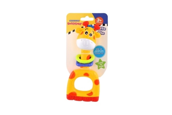 Rožljalo/kosalo/piskalo žirafa plast 7x16cm na kartici 3m+