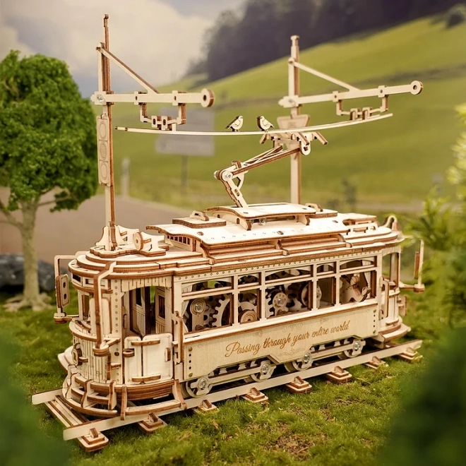 RoboTime 3D lesena mehanska sestavljanka Tramvaj