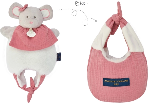 Doudou miška 3v1 v torbici za dojenčke, 30 cm
