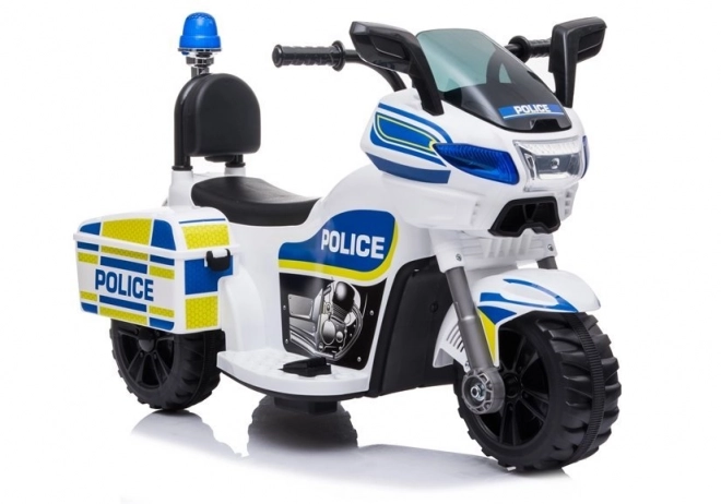 Otroško policijsko električno motorno kolo na baterije, belo