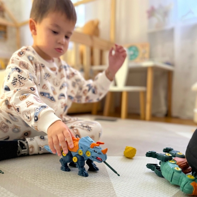 Woopie komplet dinozavri za vijačenje 3 kosi gradbeni komplet s kovčkom in vrtalnikom z izvijačem