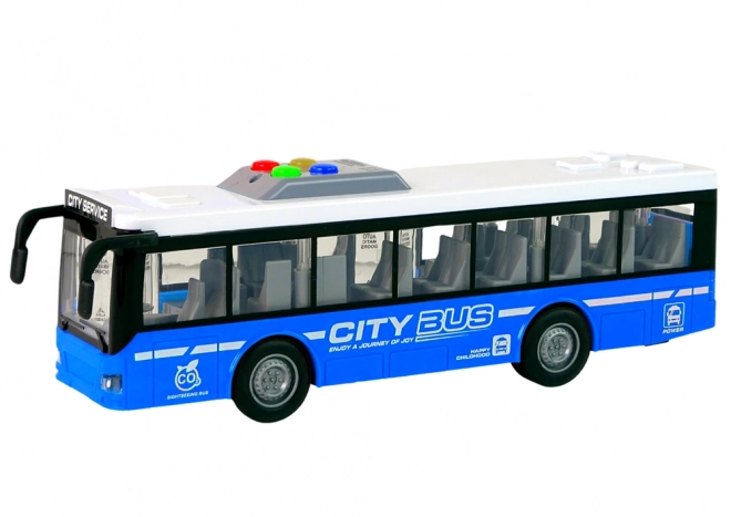 Interaktivni avtobus na baterije s svetlobnimi učinki in zvoki moder 1:16