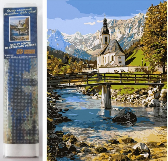 Norimpex Diamantno slikanje Cerkev v Ramsau 30x40cm