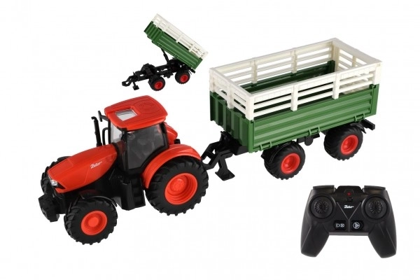 Traktor Zetor RC s prikolico plast 42cm 2,4GHz polnilni paket + baterije z zvokom v škatli