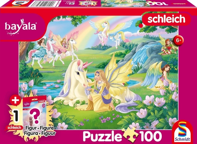 Sestavljanka Bayala: čarobni samorogi 100 koščkov s figurico SCHLEICH