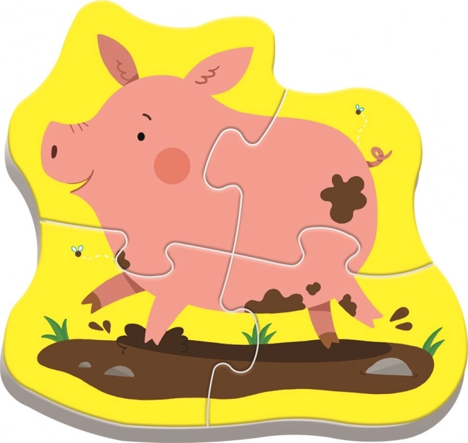 TREFL Otroške puzzle Živali na kmetiji 4v1 (3,4,5,6 kosov)