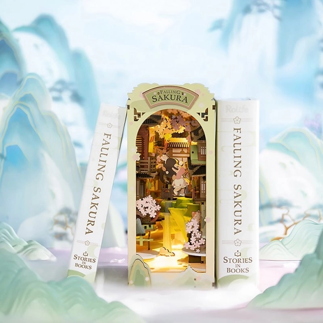 RoboTime 3D Puzzle Knjižna Držala "Padajoča Sakura" (lesena)
