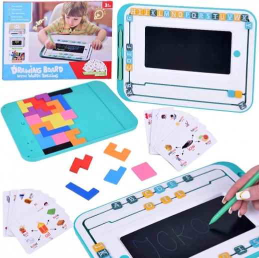 Izobraževalni komplet 3v1 LCD tablica in kartice za učenje angleščine
