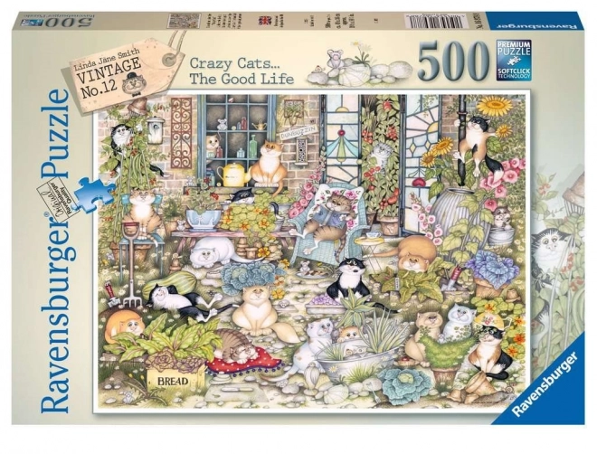 Ravensburger sestavljanka Nore mačke: Mačje življenje 500 kosov