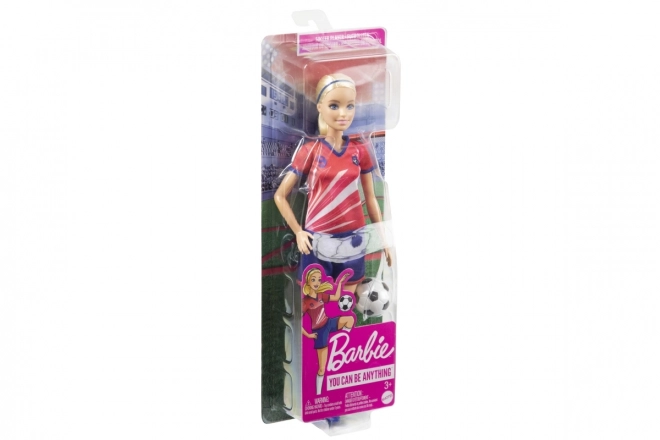 Barbie nogometna punčka v rdečem dresu