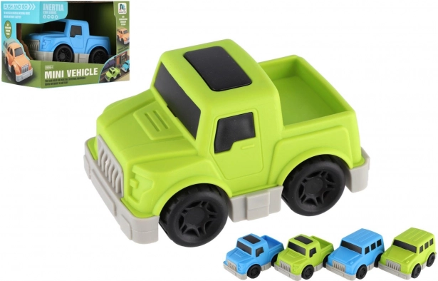 Mini plastični avtomobilček na vztrajnik 9 cm – 4 vrste