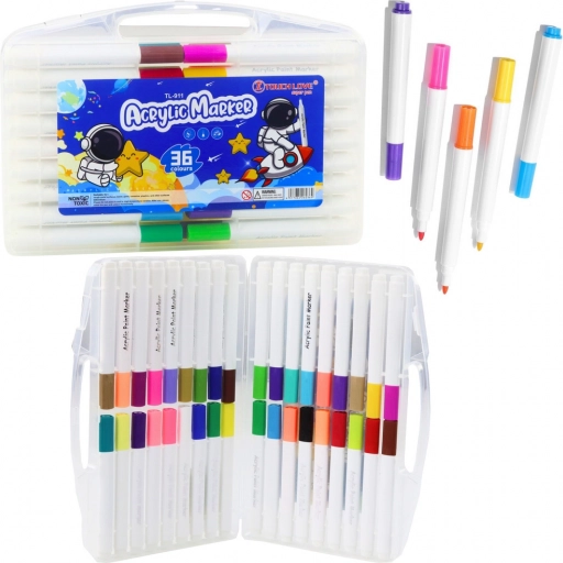 Set akrilnih flomastrov v organizatorju 36 kosov