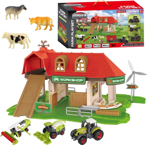 Woopie farma s hlevom, traktorji in figuricami – 42 delov