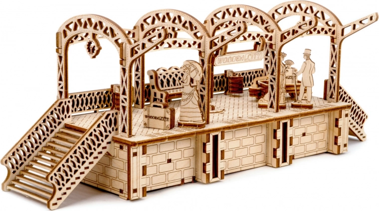 Lesene 3D sestavljanke železniška postaja WOODEN CITY, 175 kosov