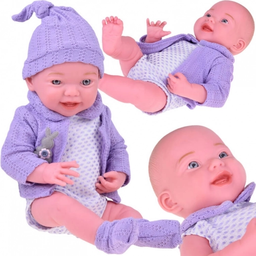 Nasmejano dojenček punčka 40 cm z vijoličnim jopičem