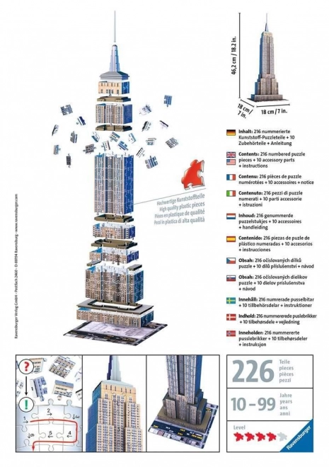 3D puzzla Empire State Building New York od Ravensburger 216 kosov
