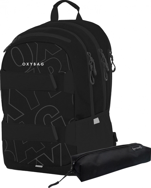 OXYBAG Študentski nahrbtnik + etui OXY Sport Font White